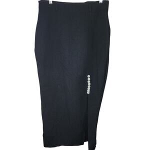 Vintage 35th & 10th Black Maxi Pencil Skirt Teddy Bear Buttons Size 7